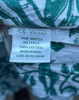 Ex Voto 100% Cotton White Green Bird Block Printed Maxi Dress