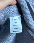 One Grey Day 100% Cashmere Textured Ribbed V - Neck Pullover Gray Sweater