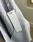 One Grey Day 100% Cashmere Textured Ribbed V - Neck Pullover Gray Sweater