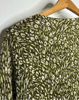 Garnet Hill 100% Merino Wool Green Brown Neutral Button Down Cardigan Sweater
