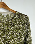 Garnet Hill 100% Merino Wool Green Brown Neutral Button Down Cardigan Sweater