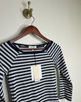 Nation LA 100% Pima Cotton Danika Scoop Neck Tee - Navy City Stripe