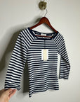 Nation LA 100% Pima Cotton Danika Scoop Neck Tee - Navy City Stripe