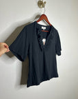 Nation LTD 100% Pima Cotton V - Neck Ruffle Blondie Short Sleeve Top