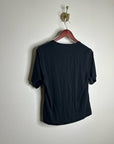 Nation LTD 100% Pima Cotton V - Neck Ruffle Blondie Short Sleeve Top