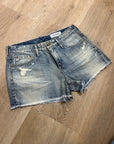 AG 100% Cotton Denim Distressed Bonnie Relaxed Cutoff Jean Shorts