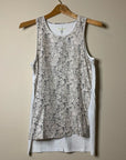Rag & Bone Silk Cotton Panel Floral Neutral Layered Tank Top