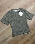 Nation LA 100% Pima Cotton Olivia Smocked Short Sleeve Green T - Shirt