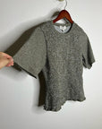 Nation LA 100% Pima Cotton Olivia Smocked Short Sleeve Green T - Shirt