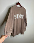 Anine Bing 100% Cotton Oversized Tyler 'BING' Spellout Sweatshirt in Tan