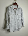 Aritzia Babaton 100% Linen Striped Oversized Button Down Long Sleeve Top