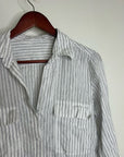 Aritzia Babaton 100% Linen Striped Oversized Button Down Long Sleeve Top