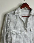 Aritzia Babaton 100% Linen Striped Oversized Button Down Long Sleeve Top