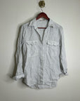 Aritzia Babaton 100% Linen Striped Oversized Button Down Long Sleeve Top