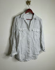 Aritzia Babaton 100% Linen Striped Oversized Button Down Long Sleeve Top