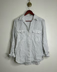 Aritzia Babaton 100% Linen Striped Oversized Button Down Long Sleeve Top