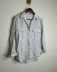Aritzia Babaton 100% Linen Striped Oversized Button Down Long Sleeve Top