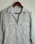 Aritzia Babaton 100% Linen Striped Oversized Button Down Long Sleeve Top