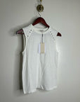 Nation LA 100% Cotton White Gold Button Davina Tank Top