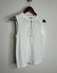 Nation LA 100% Cotton White Gold Button Davina Tank Top