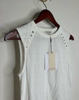 Nation LA 100% Cotton White Gold Button Davina Tank Top