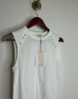 Nation LA 100% Cotton White Gold Button Davina Tank Top
