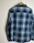 Outerknown 100% Organic Cotton Button Down Blanket Shirt Blue Plaid