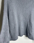 Eileen Fisher 100% Organic Cotton Thick Textured Knit Mock Neck Blue Sweater