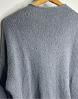 Eileen Fisher 100% Organic Cotton Thick Textured Knit Mock Neck Blue Sweater