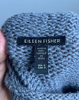 Eileen Fisher 100% Organic Cotton Thick Textured Knit Mock Neck Blue Sweater