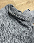 Eileen Fisher 100% Organic Cotton Thick Textured Knit Mock Neck Blue Sweater