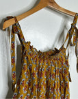 Ex - Voto 100% Cotton Block Print Bohemian Iris Sundress Maxi Flowy