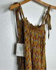Ex - Voto 100% Cotton Block Print Bohemian Iris Sundress Maxi Flowy