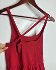 Nation LTD 100% Pima Cotton Penelope Cross Back Smocked Midi Dress Red