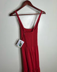 Nation LTD 100% Pima Cotton Penelope Cross Back Smocked Midi Dress Red