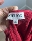 Nation LTD 100% Pima Cotton Penelope Cross Back Smocked Midi Dress Red