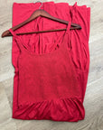 Nation LTD 100% Pima Cotton Penelope Cross Back Smocked Midi Dress Red