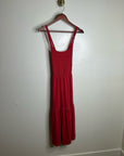 Nation LTD 100% Pima Cotton Penelope Cross Back Smocked Midi Dress Red