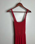 Nation LTD 100% Pima Cotton Penelope Cross Back Smocked Midi Dress Red