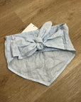 Vitamin A 100% Linen Baby Blue Cropped Tie Back Strapless Top