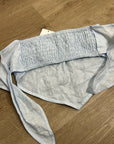 Vitamin A 100% Linen Baby Blue Cropped Tie Back Strapless Top