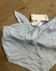 Vitamin A 100% Linen Baby Blue Cropped Tie Back Strapless Top