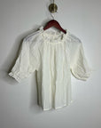Nation LA 100% Cotton Whitney Ruffle Short Sleeve Top in Porcelain