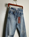 NWT Moussy Vintage 100% Cotton Tapered Distressed Jean Cow Hide Patch