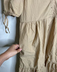 Nation LA 100% Pima Cotton Tan Neutural Tiered Short Sleeve Midi Dress
