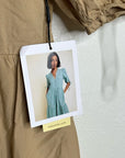 Nation LA 100% Pima Cotton Tan Neutural Tiered Short Sleeve Midi Dress