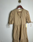 Nation LA 100% Pima Cotton Tan Neutural Tiered Short Sleeve Midi Dress