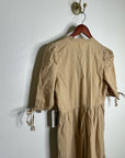 Nation LA 100% Pima Cotton Tan Neutural Tiered Short Sleeve Midi Dress