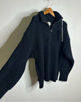 MATE The Label 100% Organic Cotton Half - Zip Chunky Knit Oversized Sweater