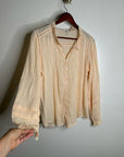 Faherty 100% Organic Cotton Peach Willa Button Down Long Sleeve Blouse Top
